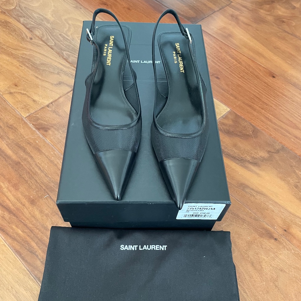 Brand New Saint Laurent Women's Oxalis Slingback Kitten Heel Pumps 38